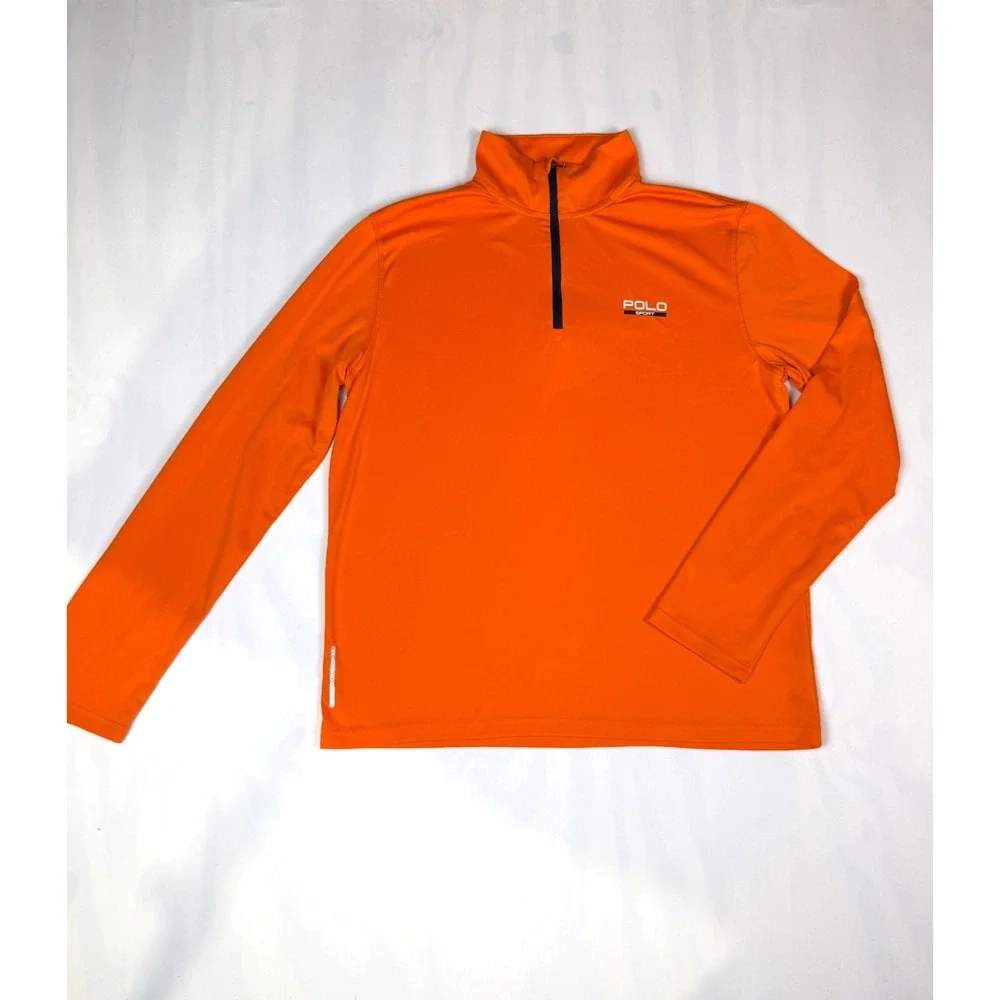 Polo‎ Sport ThermoVent 1/4 Zip Pullover Orange Performance Athletic Top Mens M